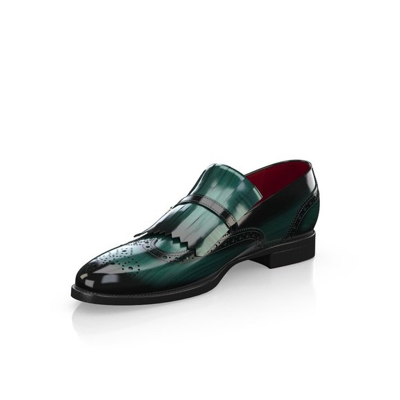 Bashwood Handmade Green Leather Buckle Loafers main image 7